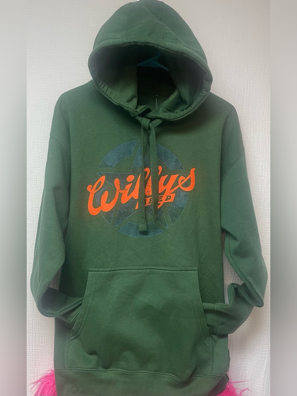 Jeep Green Hooded Sweatshirt with Orange Logo, Authentic Merch, Sz: L